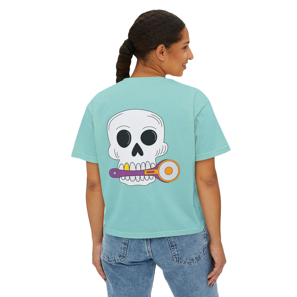 Skull with Rotary Cutter Women's Boxy Tee