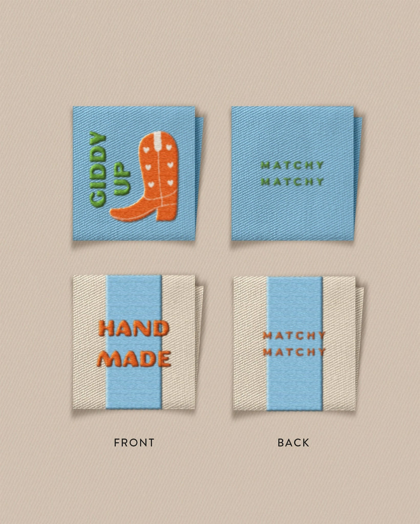 Hand Made / Cowboy Boot Square Sew-in Labels