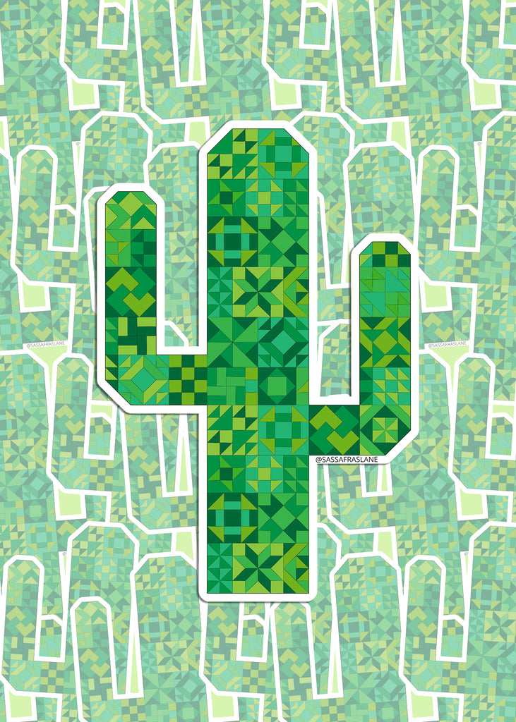Patchwork Cactus Sticker
