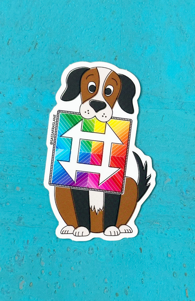 Dog & Mini Churndash Court Quilt Sticker