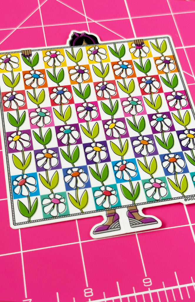 Dazy Daisy Drive Quilt Sticker