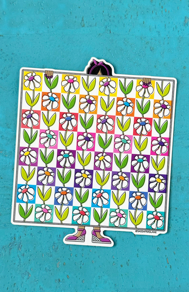 Dazy Daisy Drive Quilt Sticker
