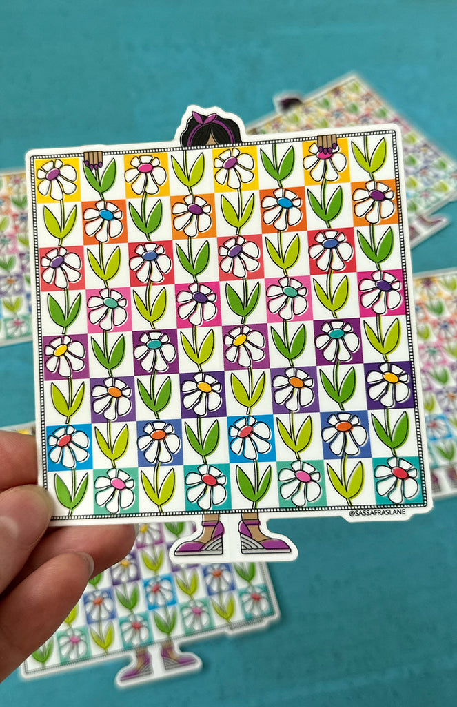 Dazy Daisy Drive Quilt Sticker