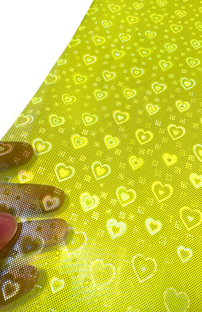 Lemon-Lime Iridescent Neon Heart PVC Vinyl