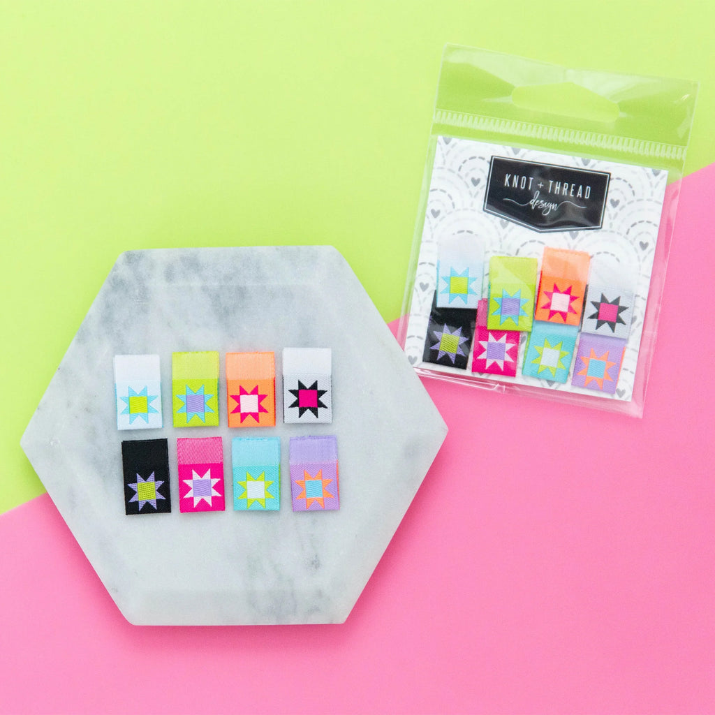 Colorful Sawtooth Stars Sew-in Labels