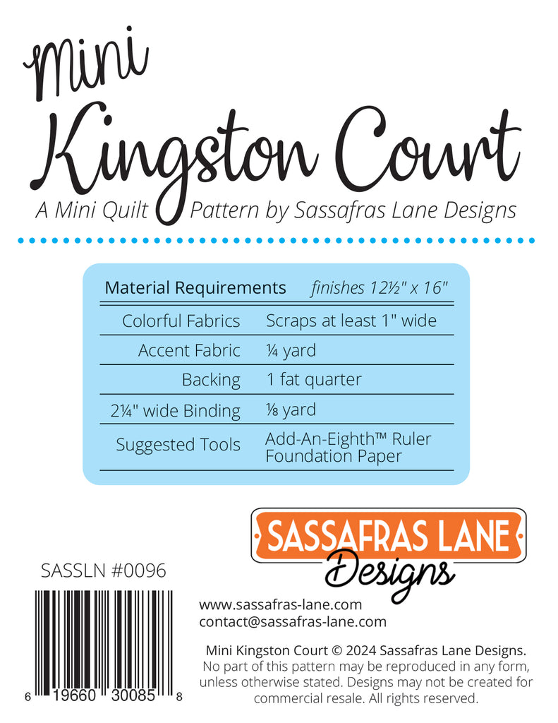 Mini Kingston Court Quilt Pattern