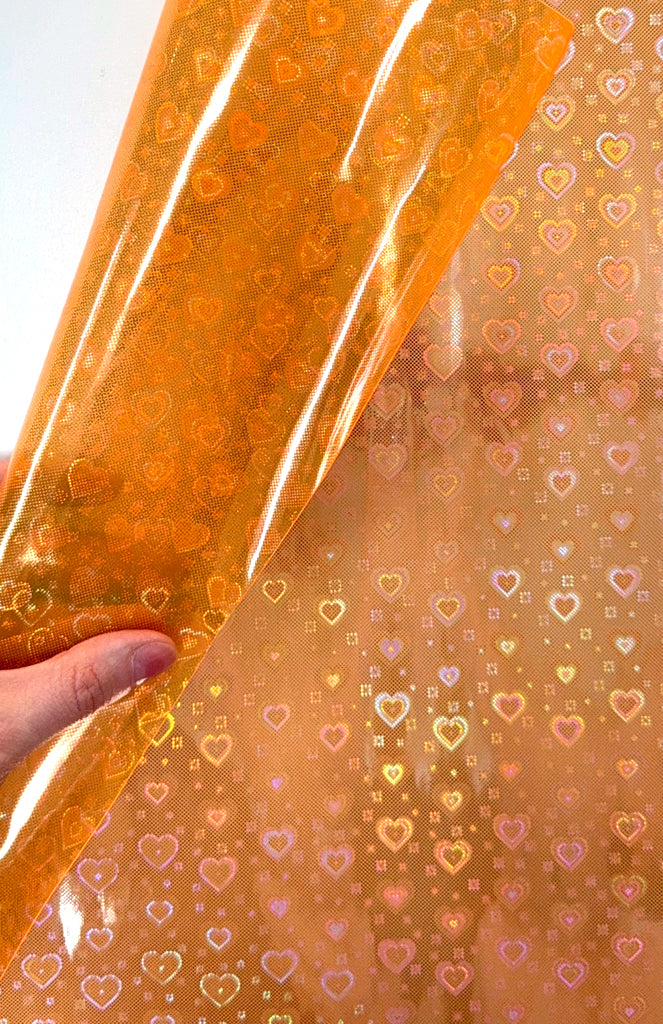 Orange Iridescent Neon Heart PVC Vinyl