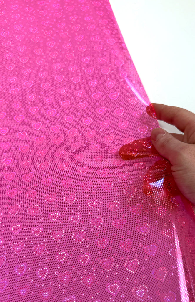 Pink Iridescent Neon Heart PVC Vinyl