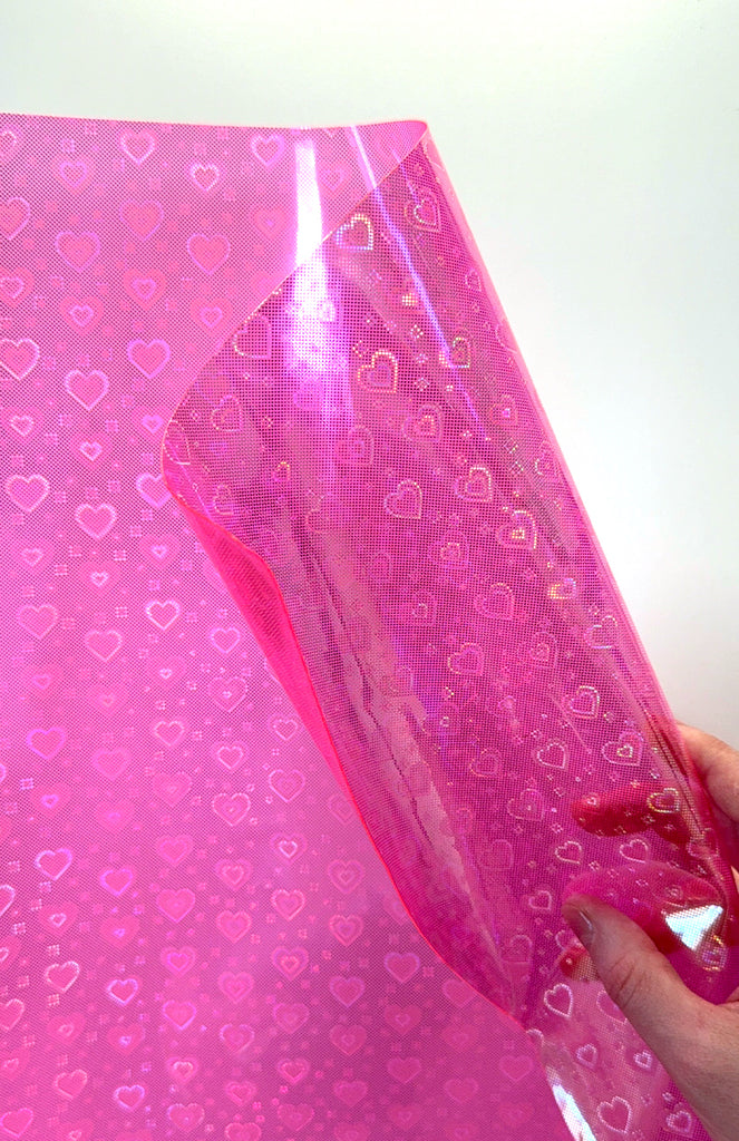 Pink Iridescent Neon Heart PVC Vinyl