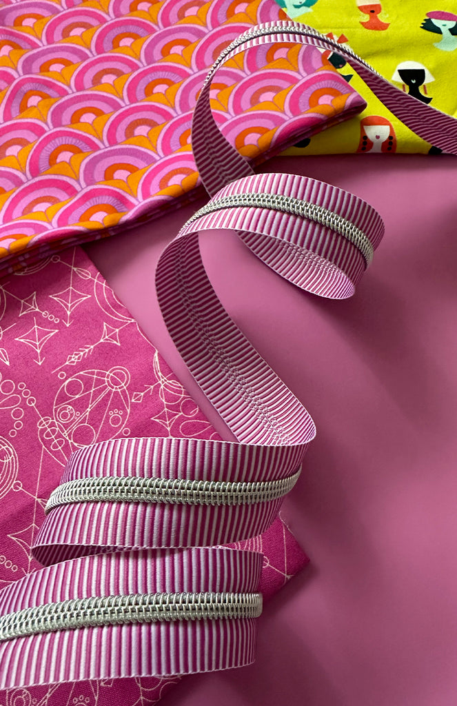 Purple Stripe Zipper Tape with Nickel teeth