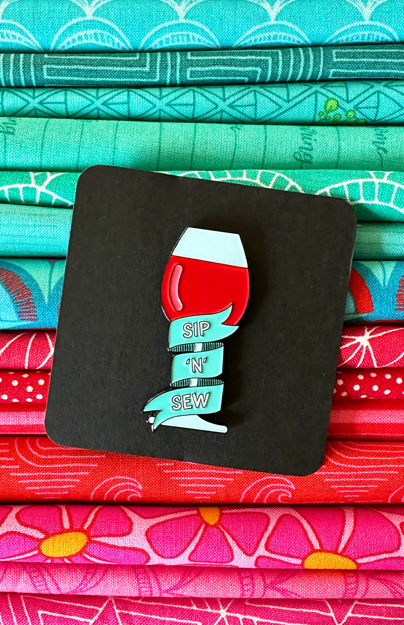 Sip 'N' Sew Wine Enamel Pin