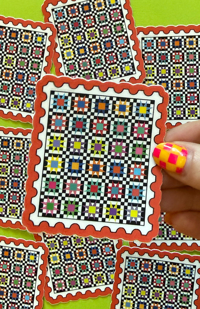 Postage Stamp Quilt Sticker