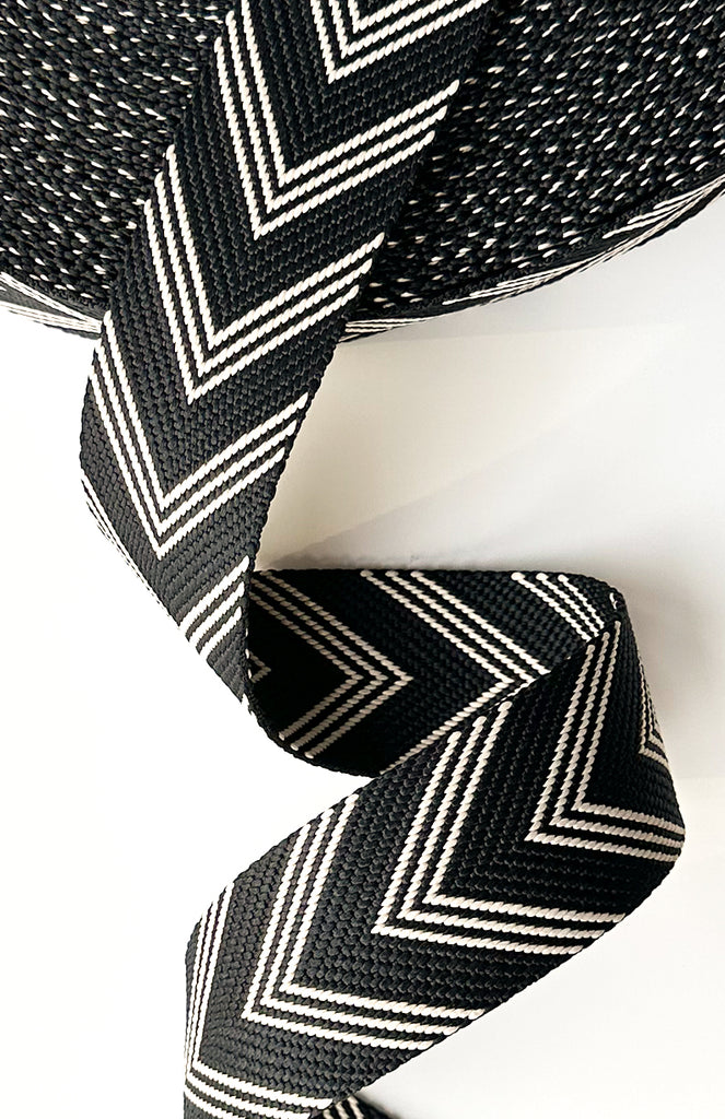 Black & Cream Chevrons - 2in Handle Webbing
