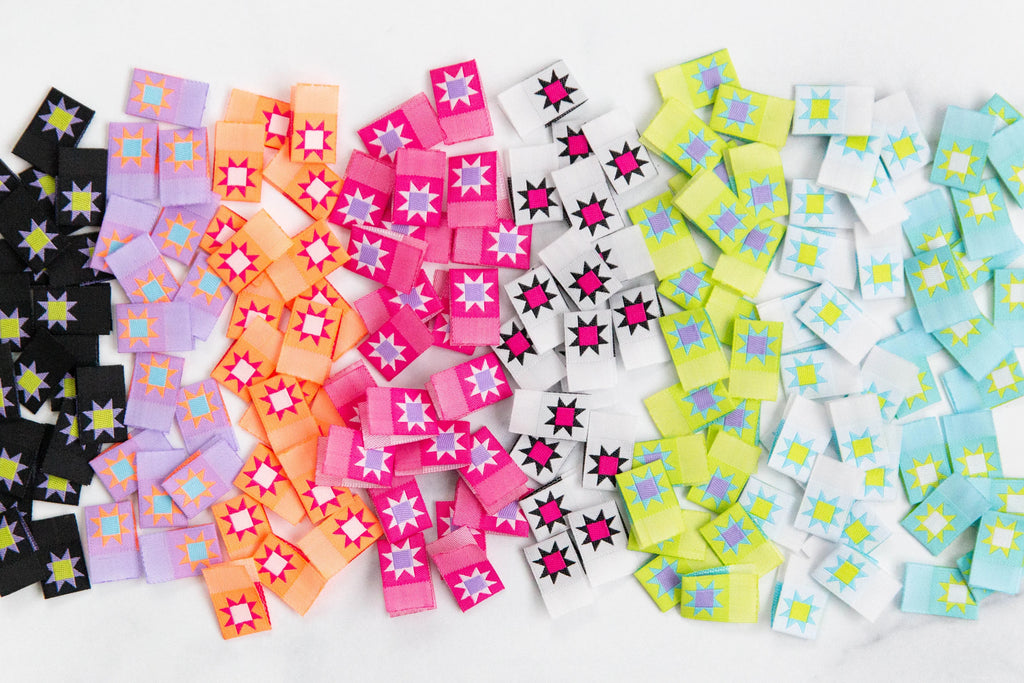 Colorful Sawtooth Stars Sew-in Labels