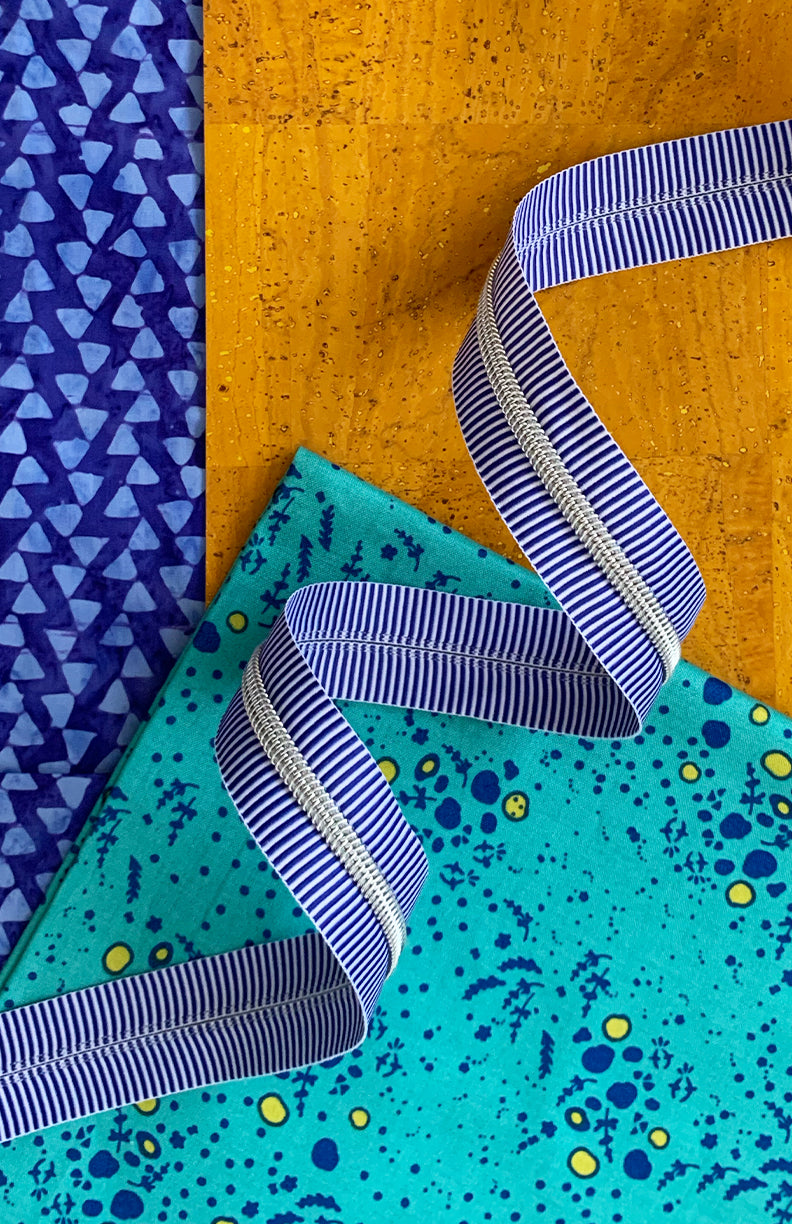 Blue Stripe Zipper Tape with Nickel teeth
