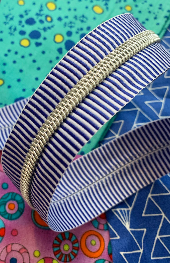 Blue Stripe Zipper Tape with Nickel teeth
