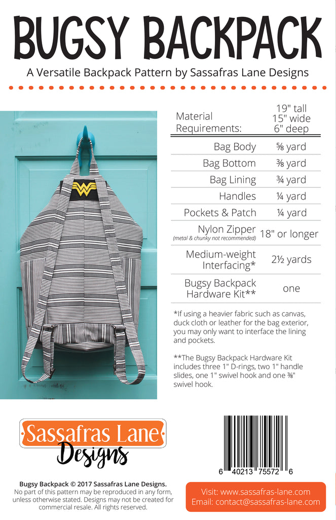 Bugsy Backpack Bag Pattern