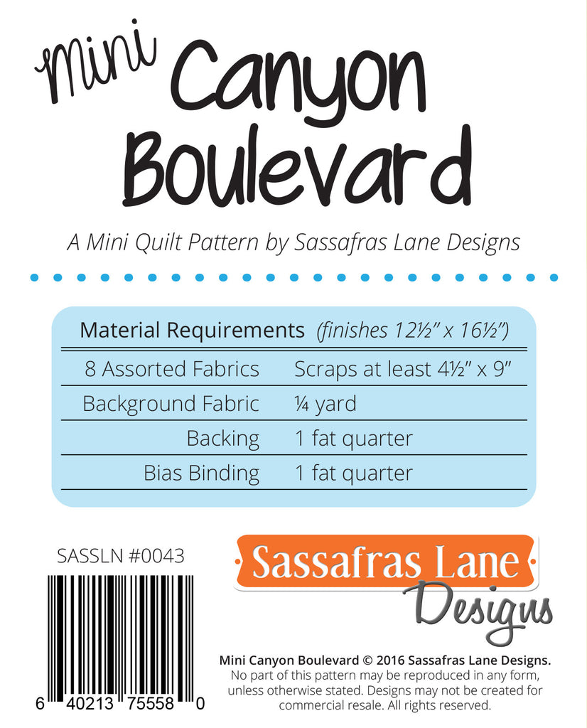 Mini Canyon Boulevard Quilt Pattern