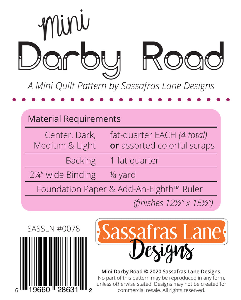 Mini Darby Road Quilt Pattern