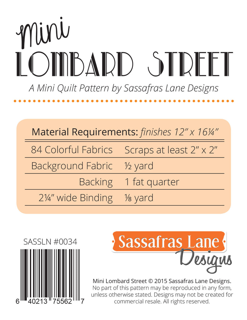 Mini Lombard Street Quilt Pattern