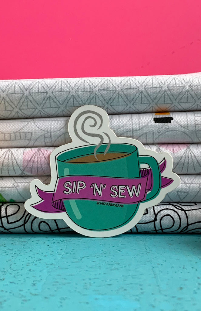 Sip 'N' Sew Mug Sticker