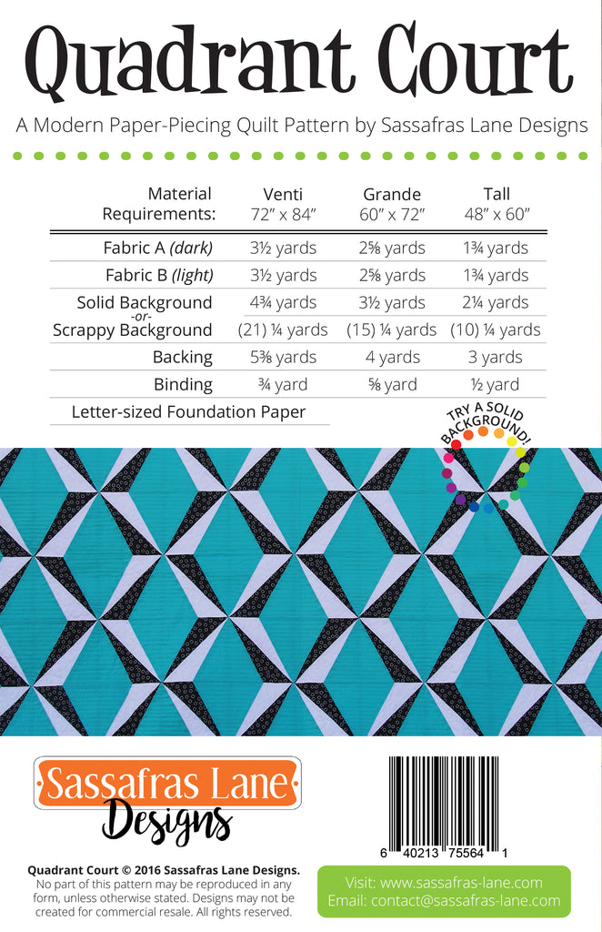 Quadrant Court Quilt Pattern