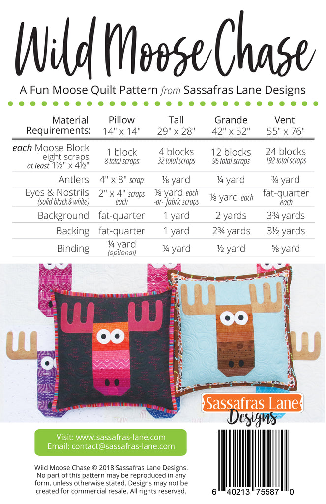 Wild Moose Chase Quilt & Pillow Pattern