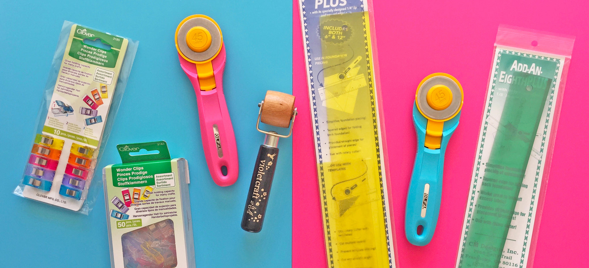 New Products Alert - Rotary Cutters, Seam Rollers, Wonder Clips, Add-a-Quarter Plus Rulers and Add-an-Eighth Rulers!