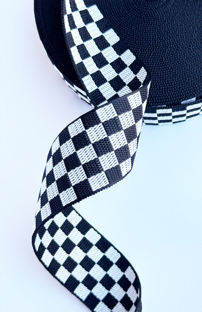 Black & White Checkerboard - 2in Handle Webbing