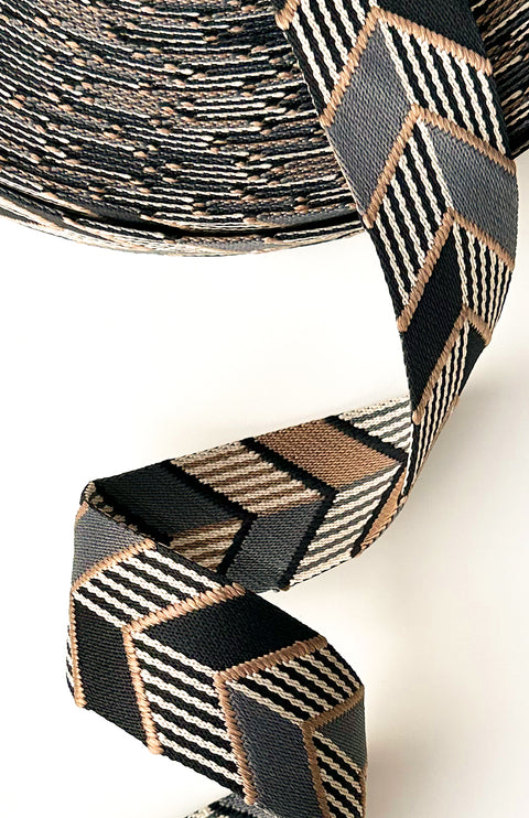 Black & Tan Chevron - 2in Handle Webbing