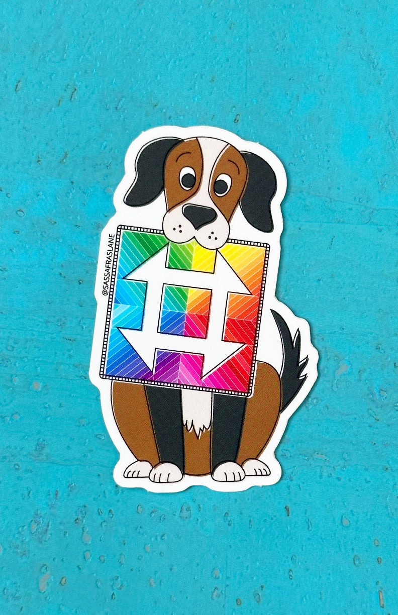 Dog & Mini Churndash Court Quilt Sticker
