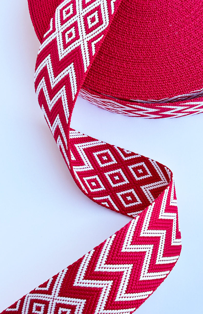 Red & White Crossroads - 2in Handle Webbing