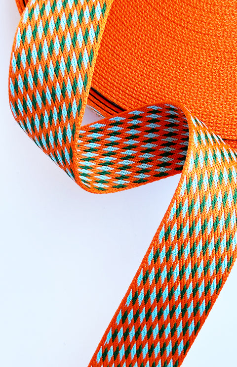 Orange Diamonds - 2in Handle Webbing