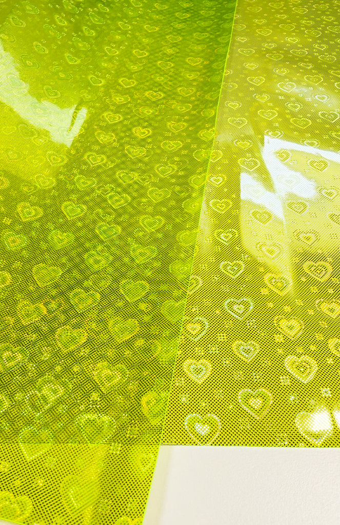 Lemon-Lime Iridescent Neon Heart PVC Vinyl