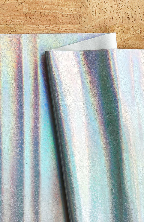 Metallic Iridescent Raindrops Faux Leather