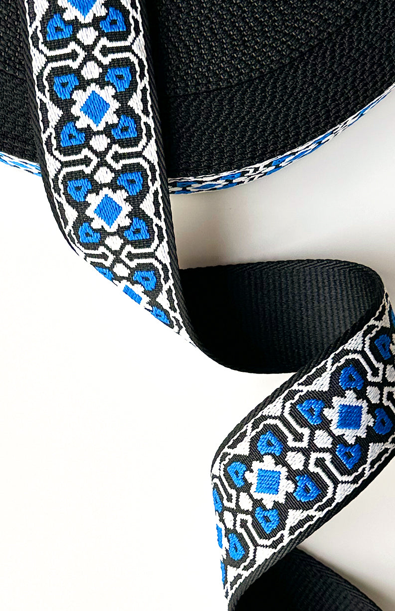 Blue, Black & White Lace - 2in Handle Webbing