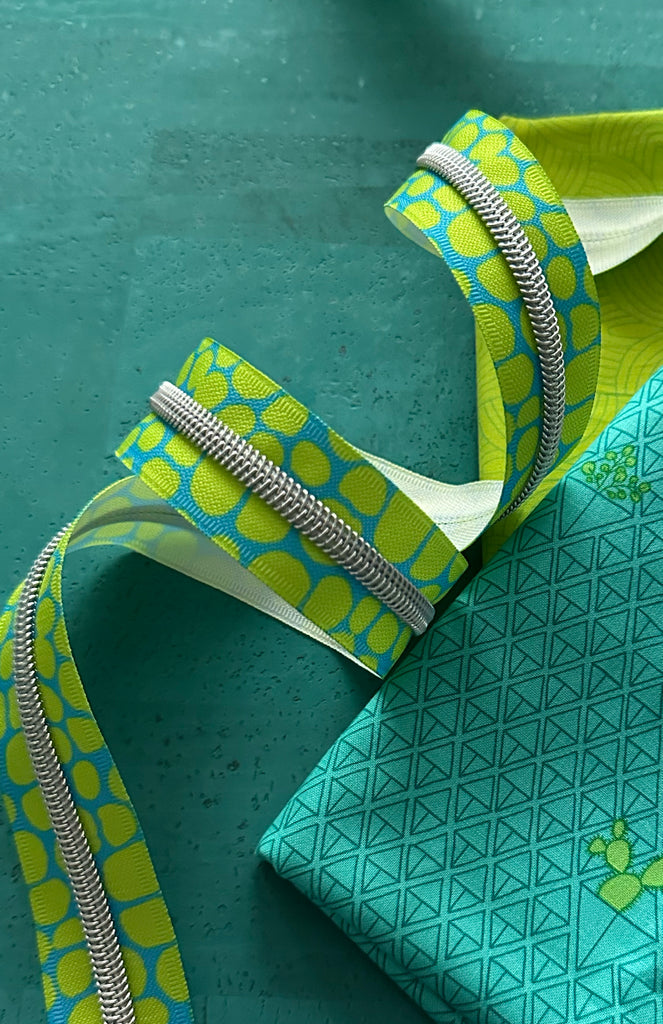 Lime Pebble Zipper Tape with Nickel teeth