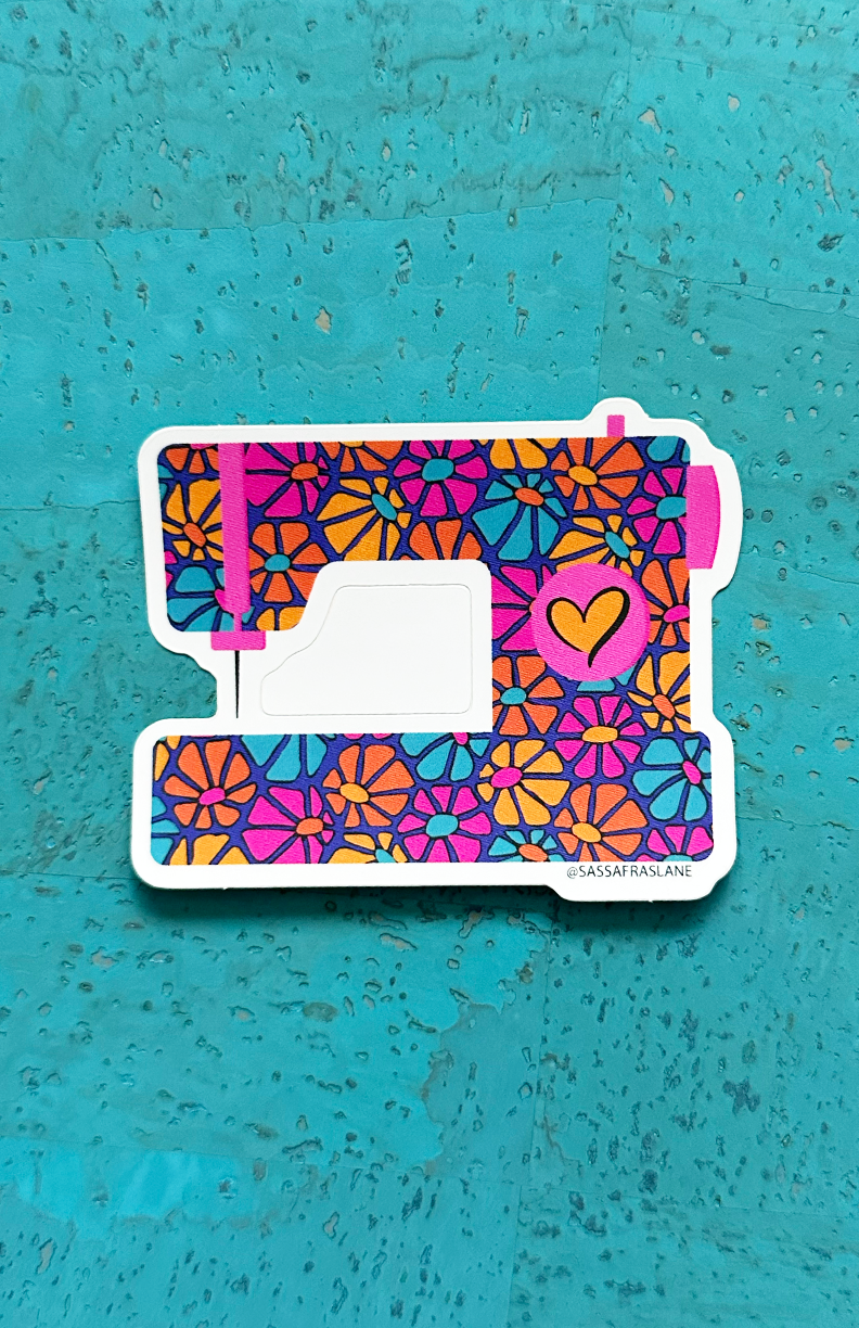 Sewing Machine Plug Sticker Daisy Sewing Machine Sticker – Sassafras Lane Designs