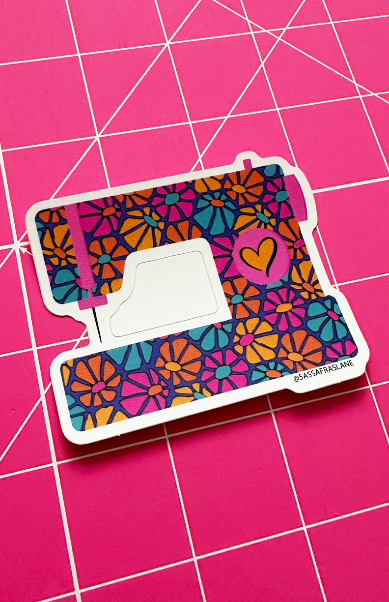 Sewing Machine Plug Sticker Daisy Sewing Machine Sticker – Sassafras Lane Designs