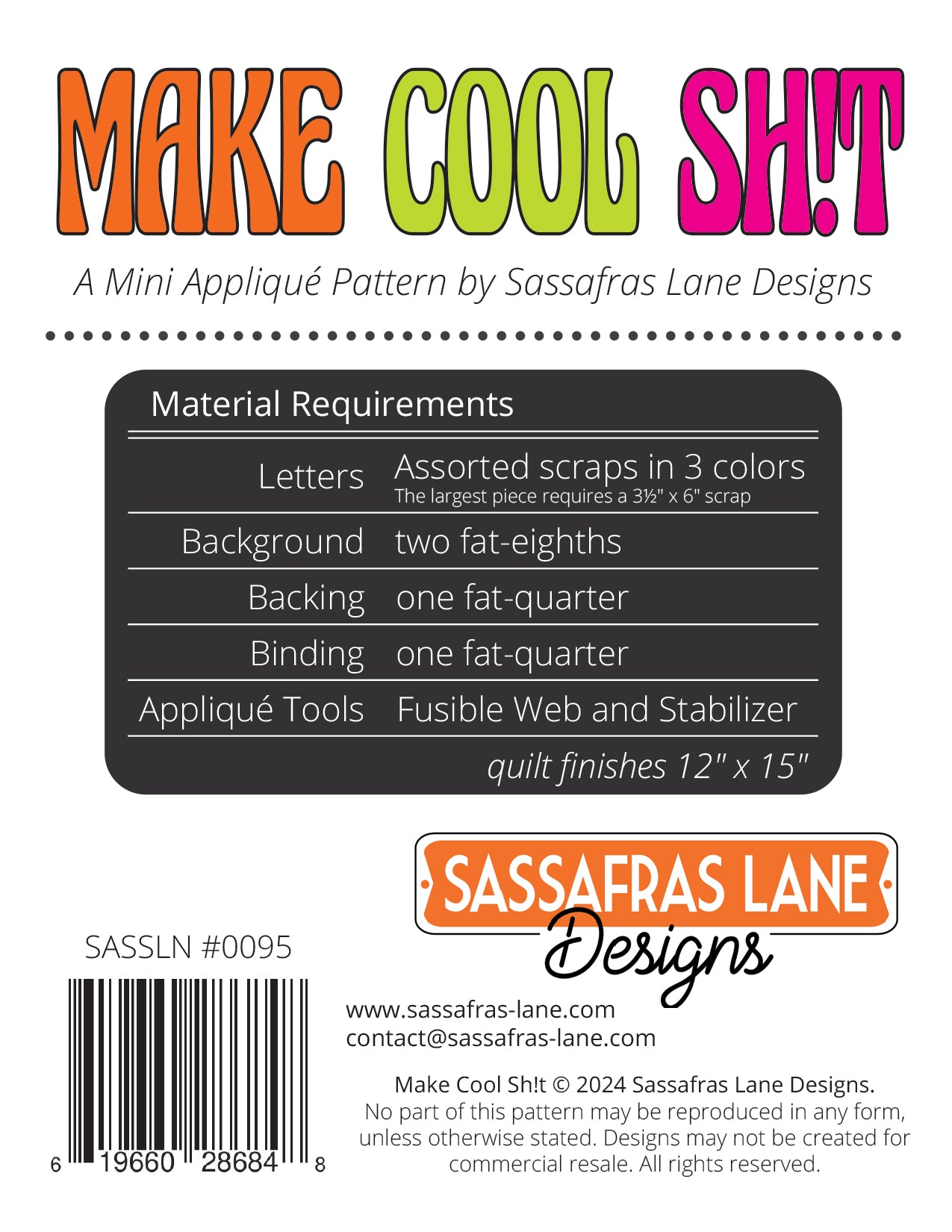 Make Cool Sh!t Quilt Pattern – Sassafras Lane Designs