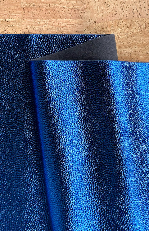 Metallic Blue Pebbled Faux Leather