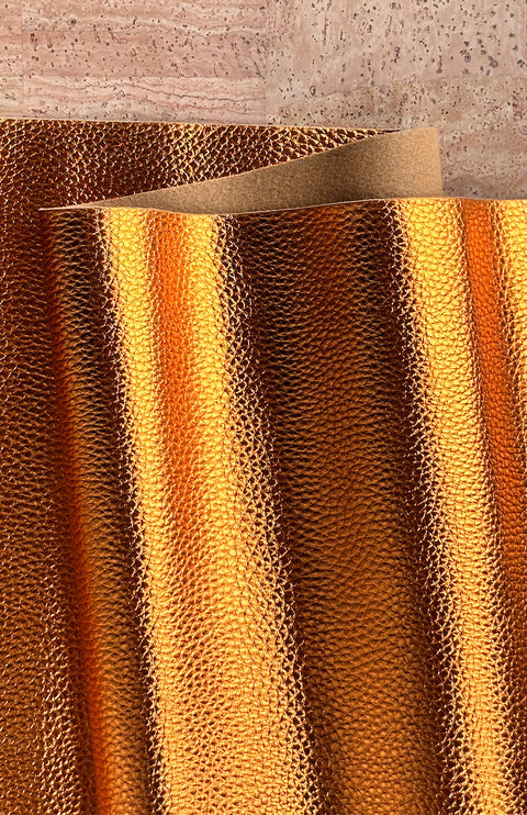 Metallic Copper Pebbled Faux Leather