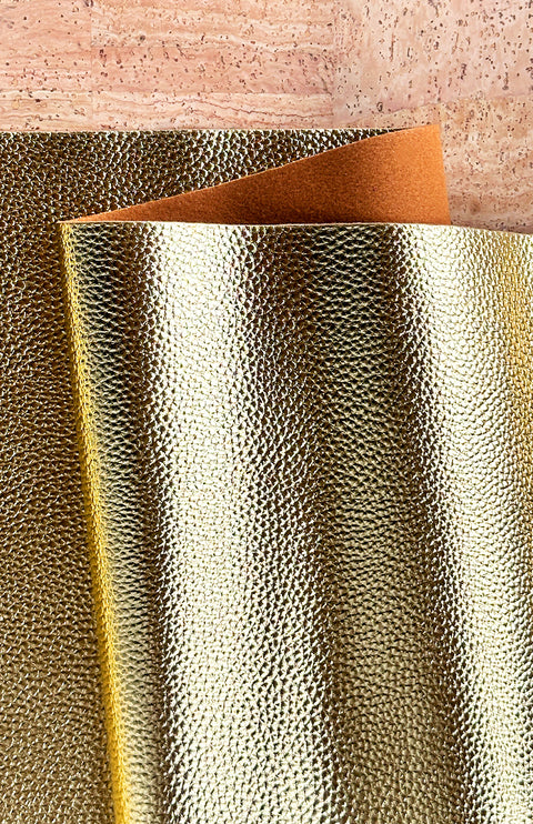 Metallic Gold Pebbled Faux Leather