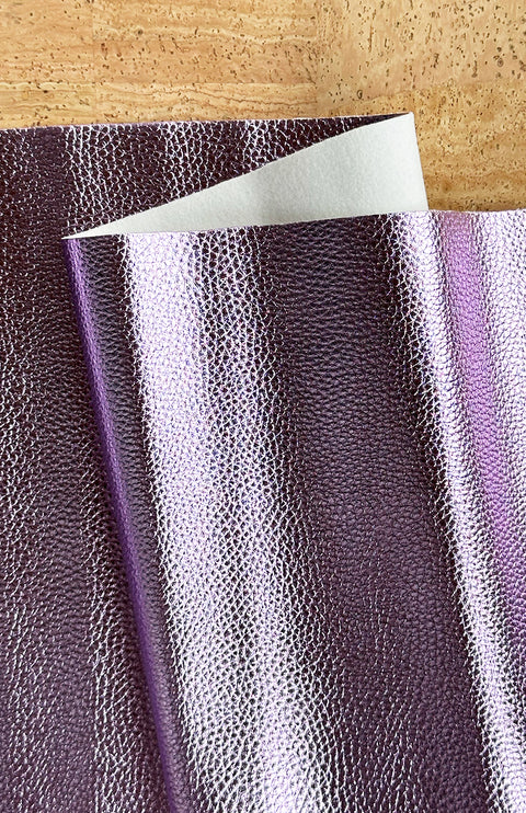 Metallic Lilac Pebbled Faux Leather