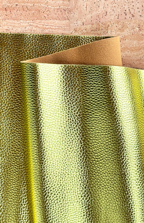 Metallic Lime Pebbled Faux Leather