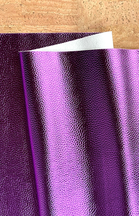 Metallic Purple Pebbled Faux Leather