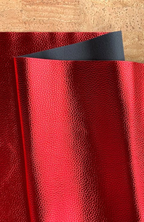 Metallic Red Pebbled Faux Leather