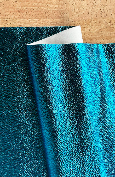 Metallic Teal Pebbled Faux Leather