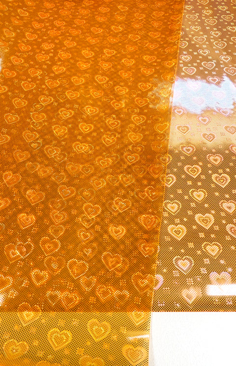 Orange Iridescent Neon Heart PVC Vinyl