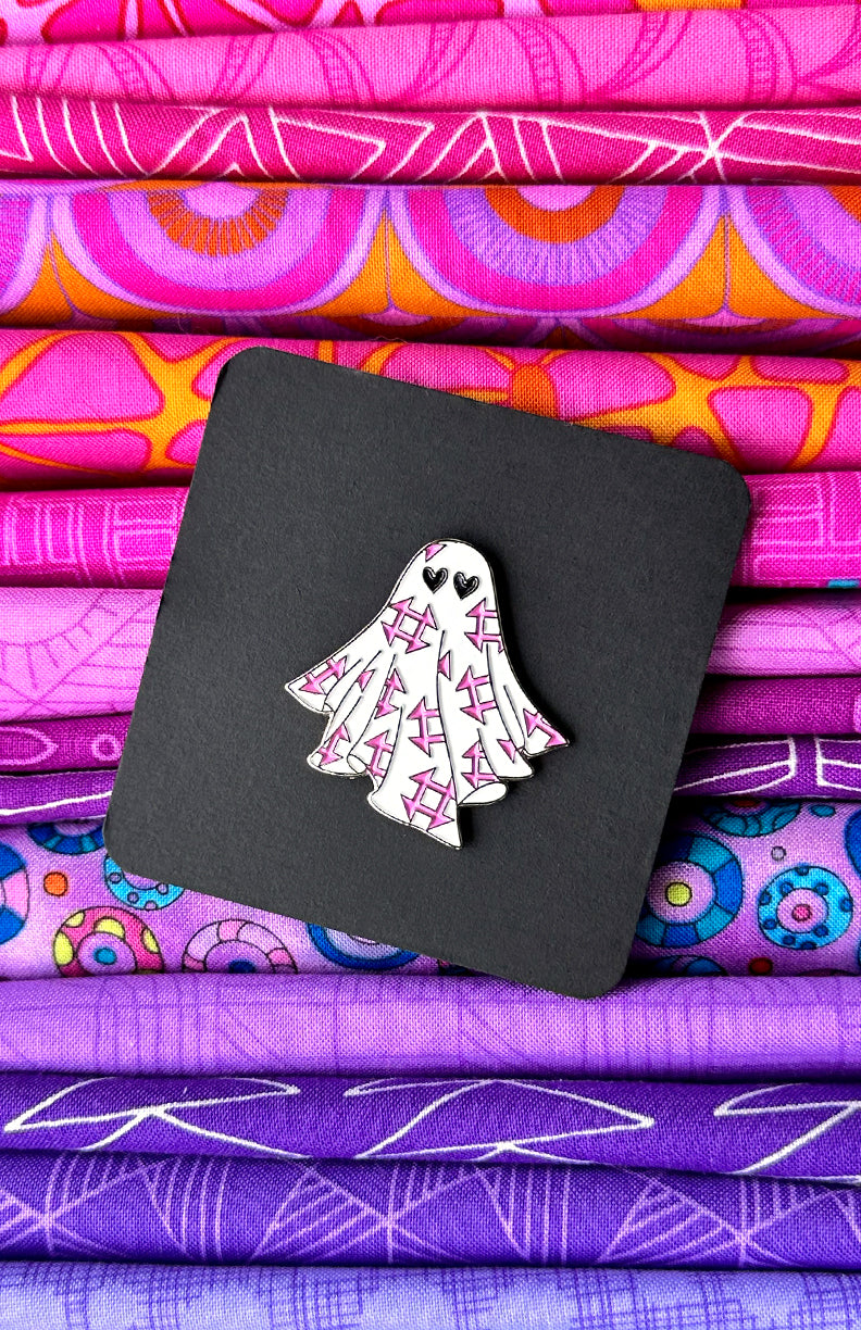 Pink Quilt Ghost Enamel Pin